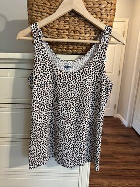 Old Navy Dot Print Leopard Print Tank Top Medium White Brown Black Sleeveless